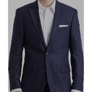 NWT Tommy Hilfiger Trevor Blazer Mens 40 Long Dark Blue‎ Sport Coat Herringbone